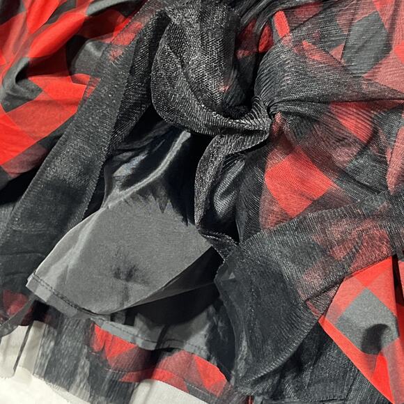 Velvet Taffeta Party Dress Girls L 10-12 Holiday Christmas Buffalo Plaid - Picture 6 of 12